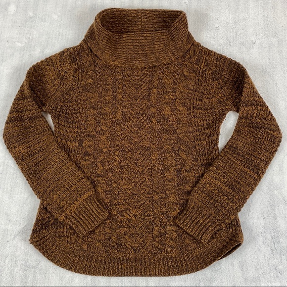 Eclipse Sweaters - Eclipse Cable Knit Pull Over Sweater Sz Medium Brown Heather Colour Curved Hem